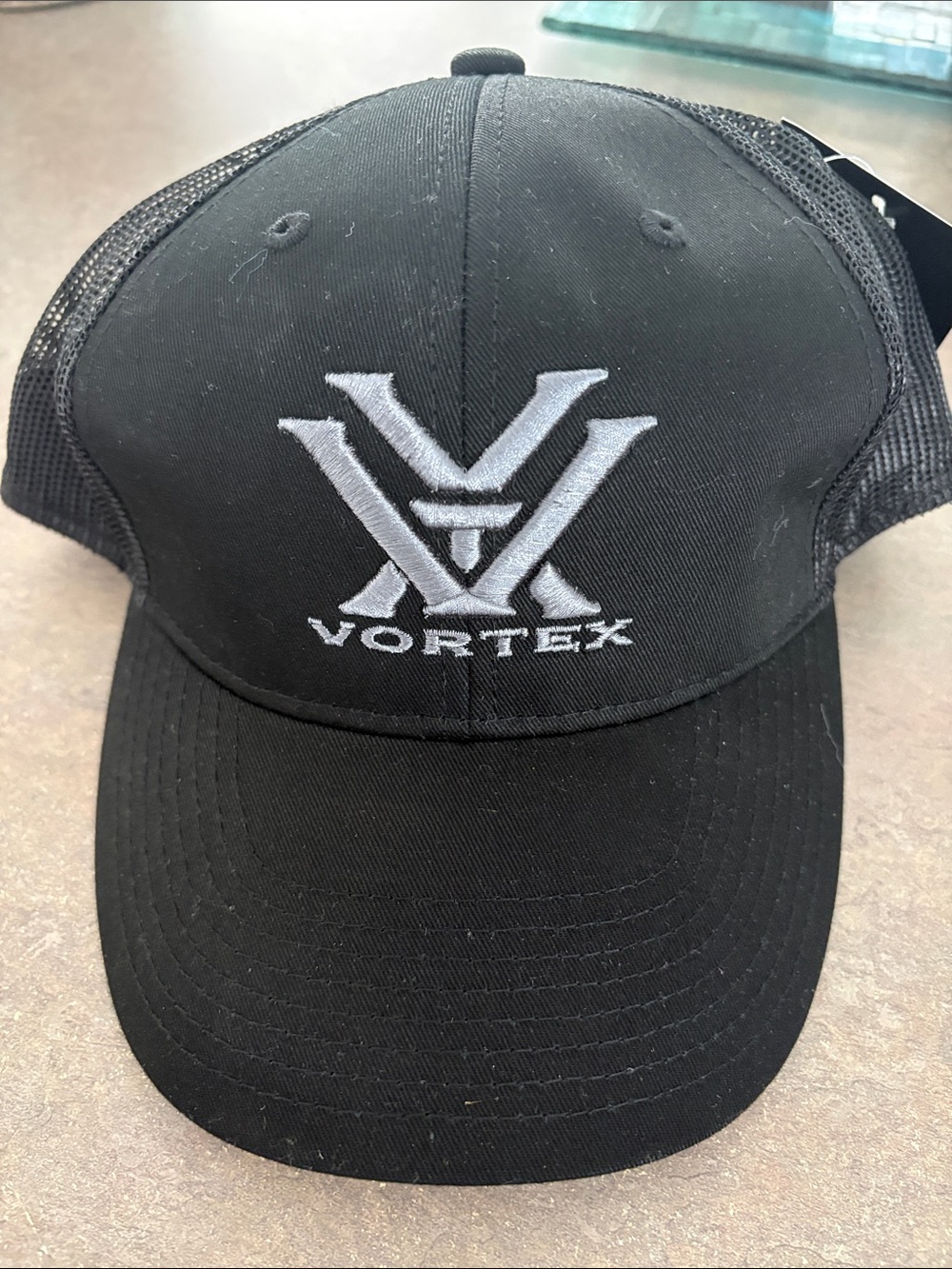 Vortex Logo Black Mesh Back Trucker Cap